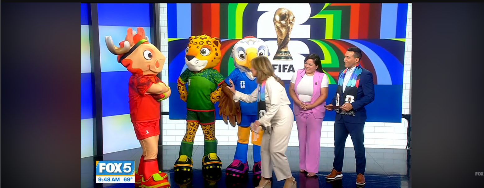  FOX 5 New York 2026 FIFA World Cup mascot reveal interview screenshot