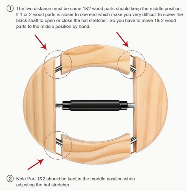 hat stretcher instructions from promo ad from Temu
