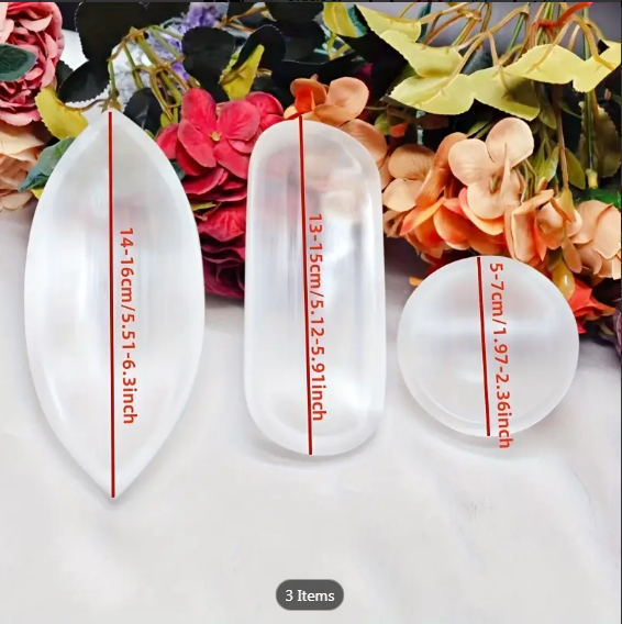 3 different shapes of selenite bowls from Temu promo ad