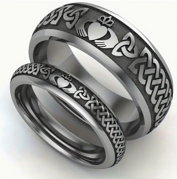 Claddagh couple rings taken from Temu promo ad