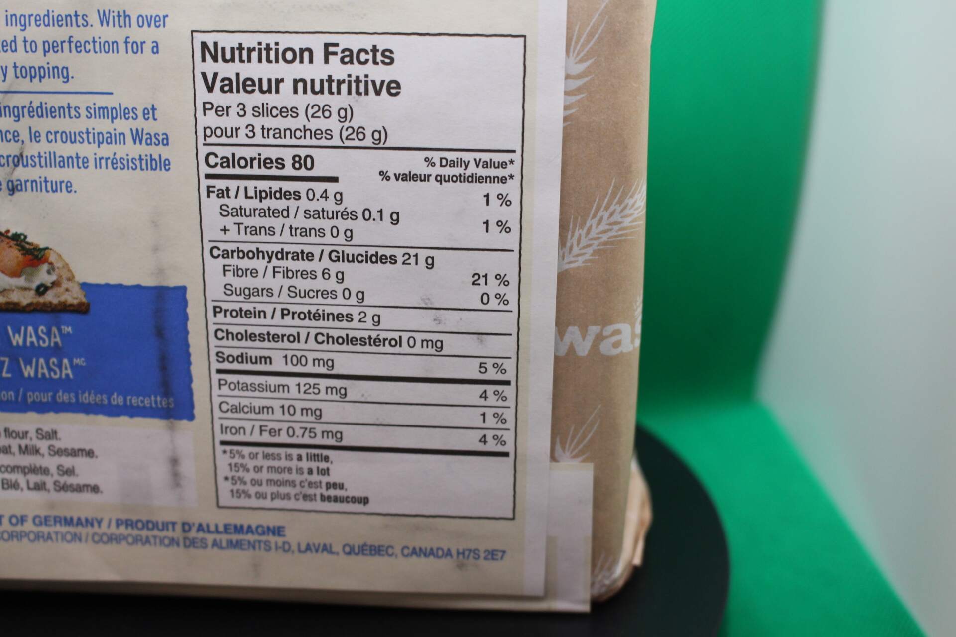 Wasa light rye crispbread nutritional information
