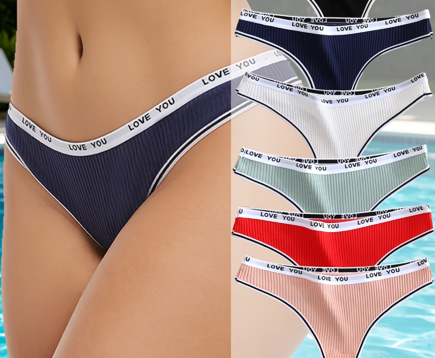 six-pack set of cotton love you panties for women from Temu, taken from Temu promo page