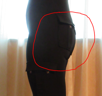 back pockets adding to the illusion of a bigger butt on cargo butt-lifting pants