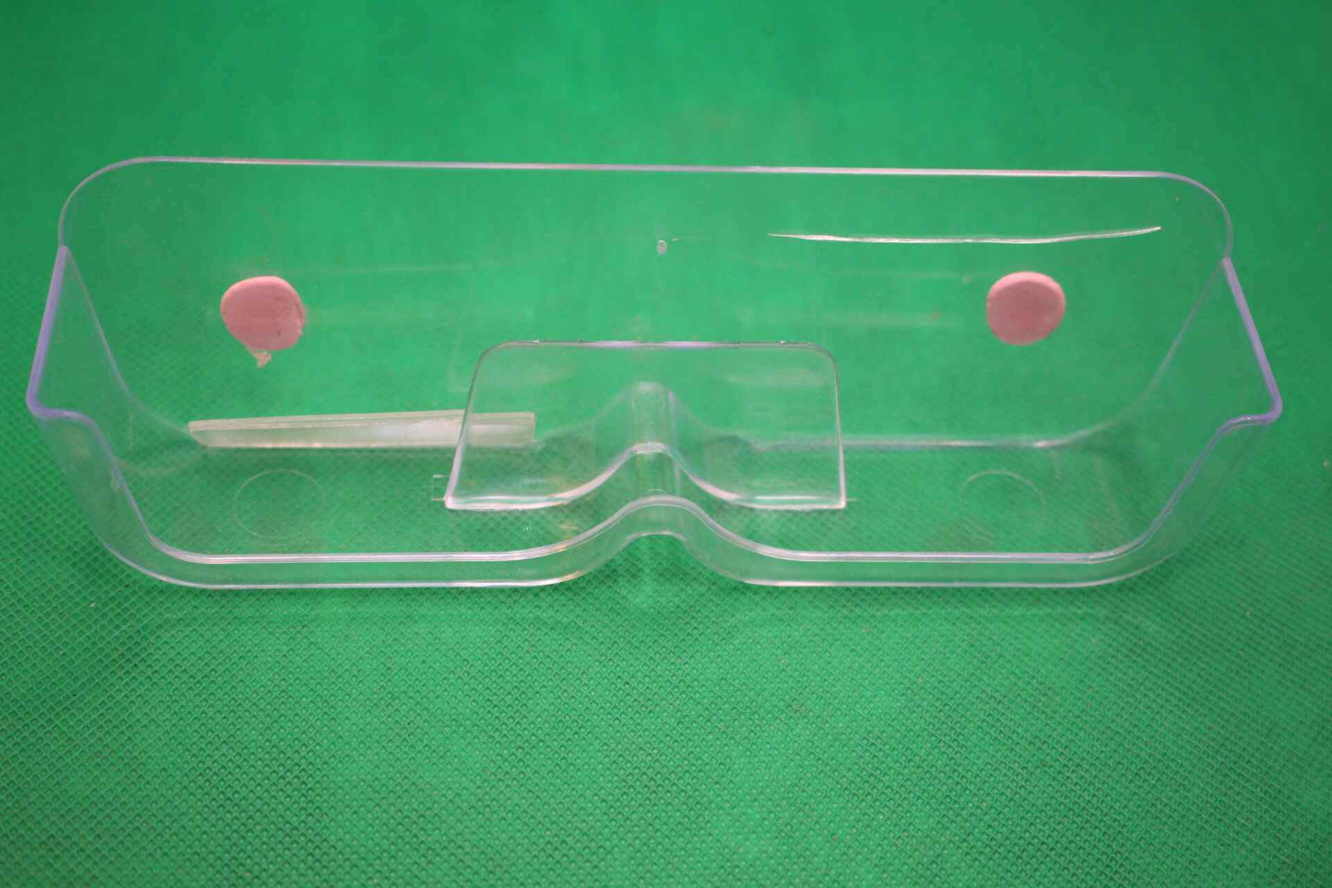 wall mounted eyeglasses holder with sticky tacky putty, and deep scratch on right side
