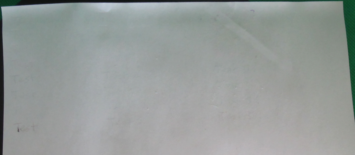 Result of test sheet held over steaming steamer