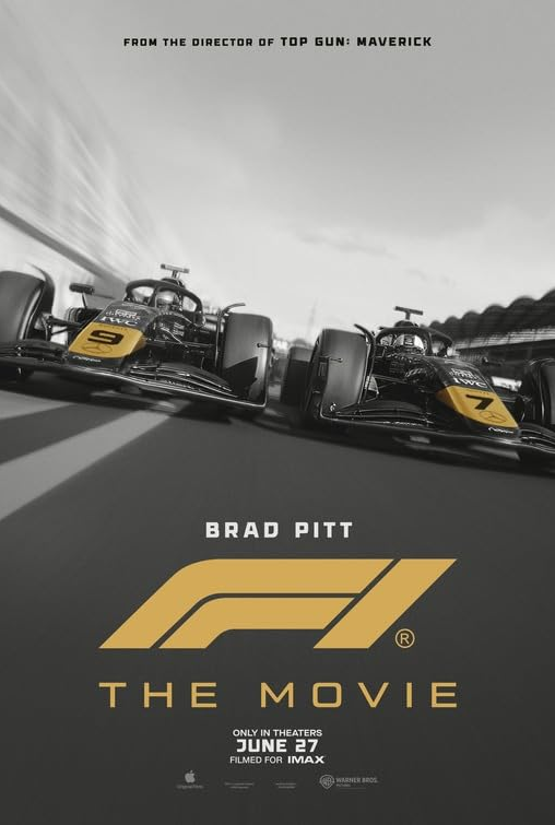 F1 The Movie promo poster with cars, taken from IMBD page