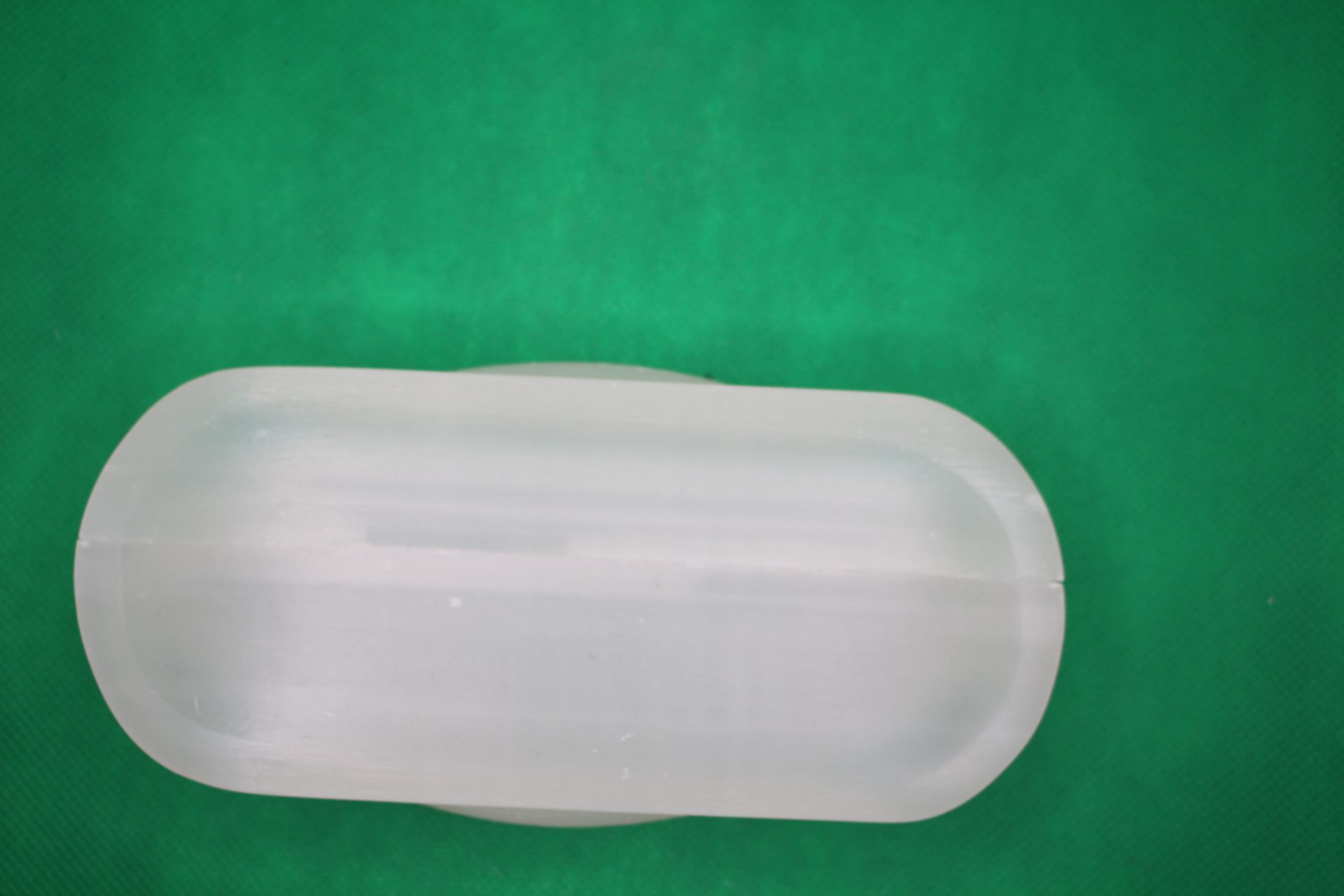 rectangular and leaf-shaped selenite plates comparison, rectangular on leaf-shaped, wide view