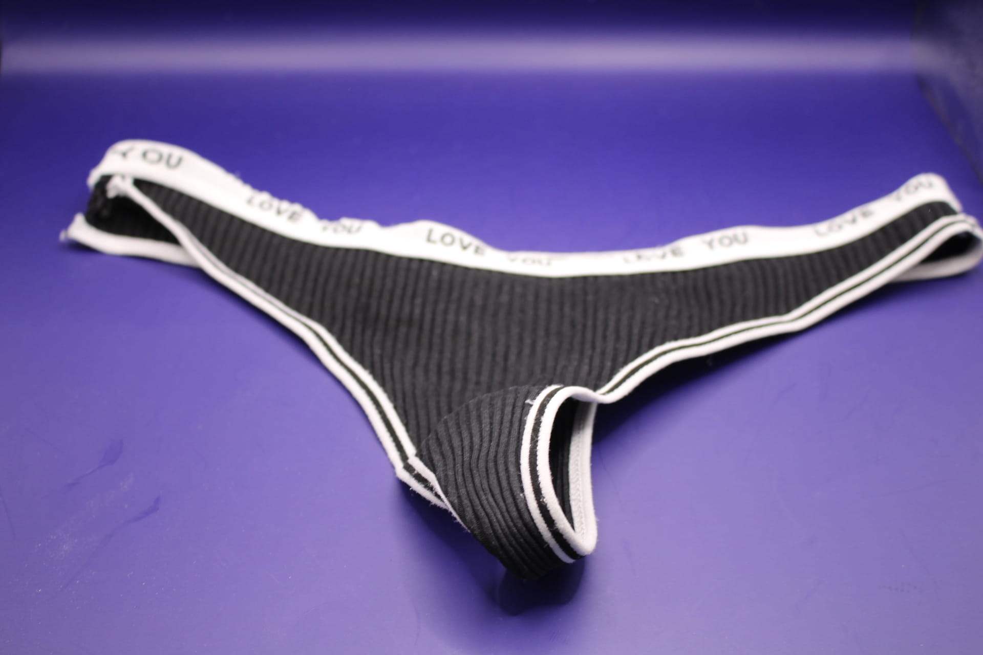 black cotton LOVE YOU panties for women from Temu, front view