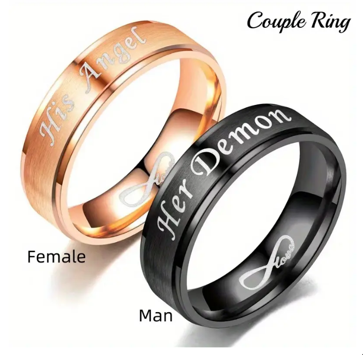 angel and demon couple rings taken from Temu promo ad