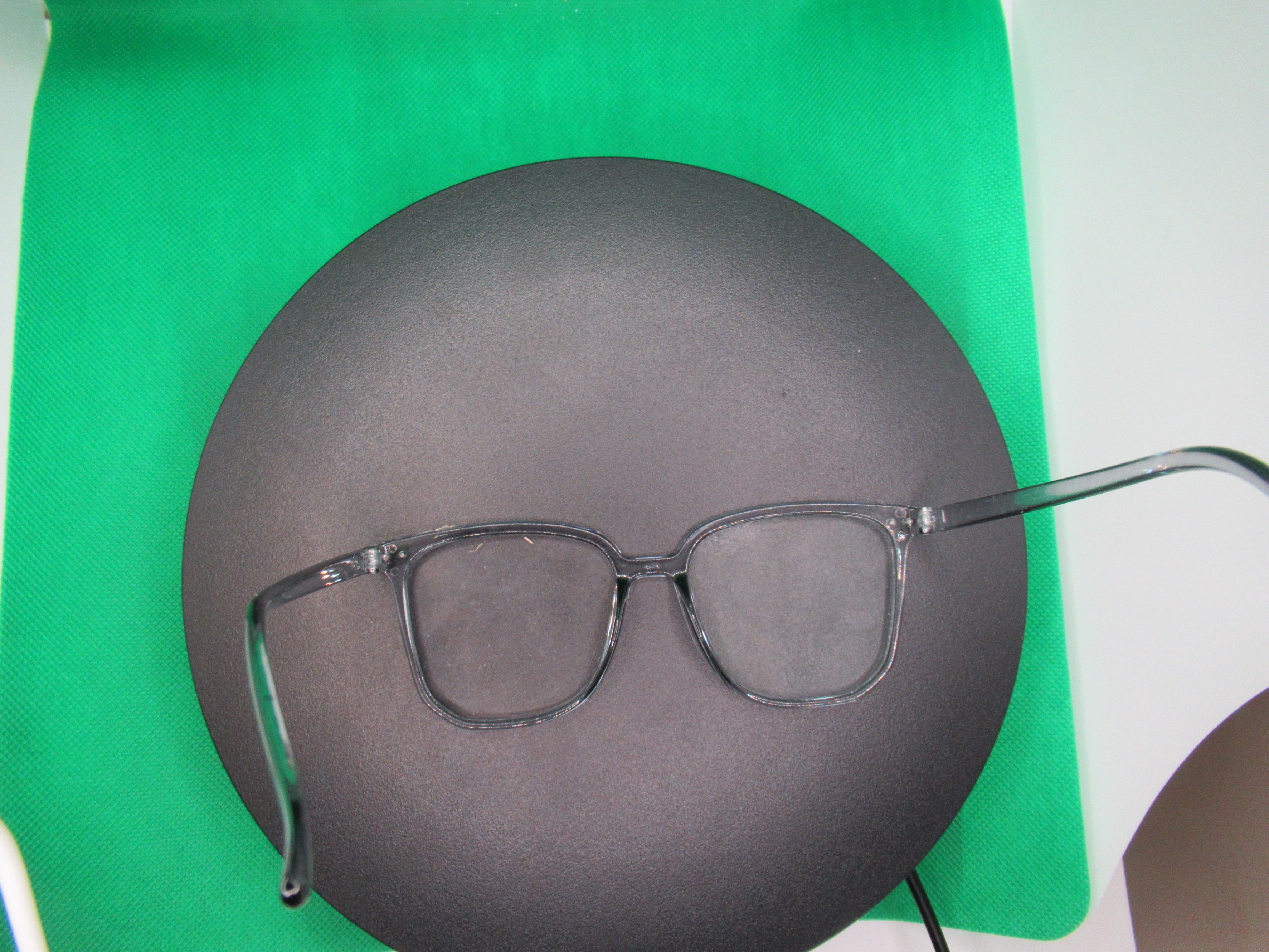 blue light glasses frames bent out of shape after being sat on