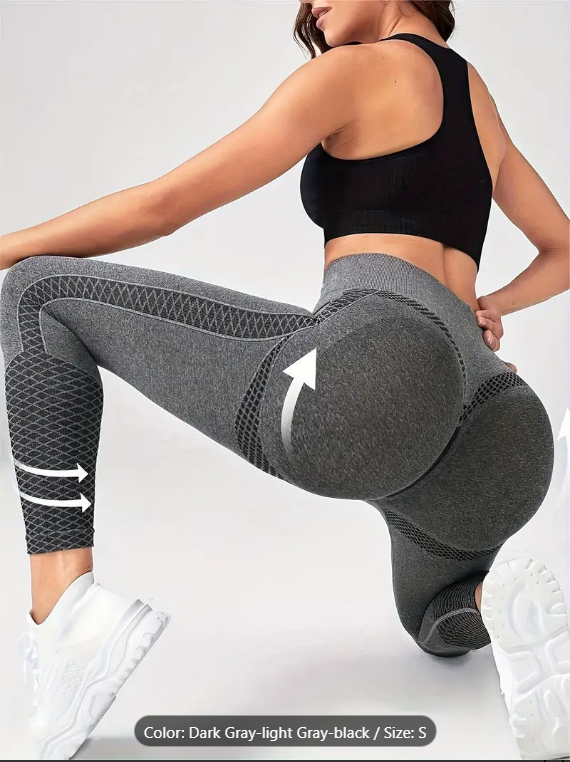 butt-lifting leggings in gray -- promo ad from Temu