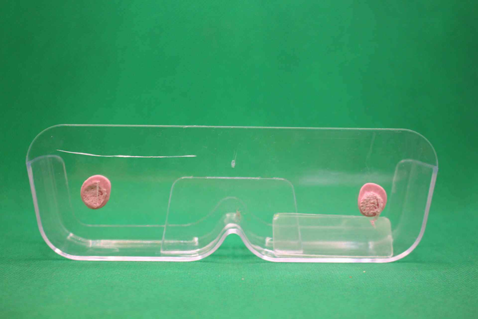 wall mounted eyeglasses holder with sticky tacky putty, and deep scratch on left side