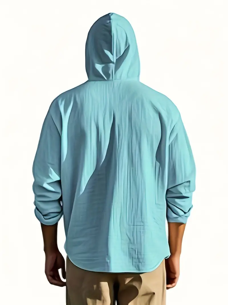 back view of sky blue drawstring hoodie taken from Temu product page