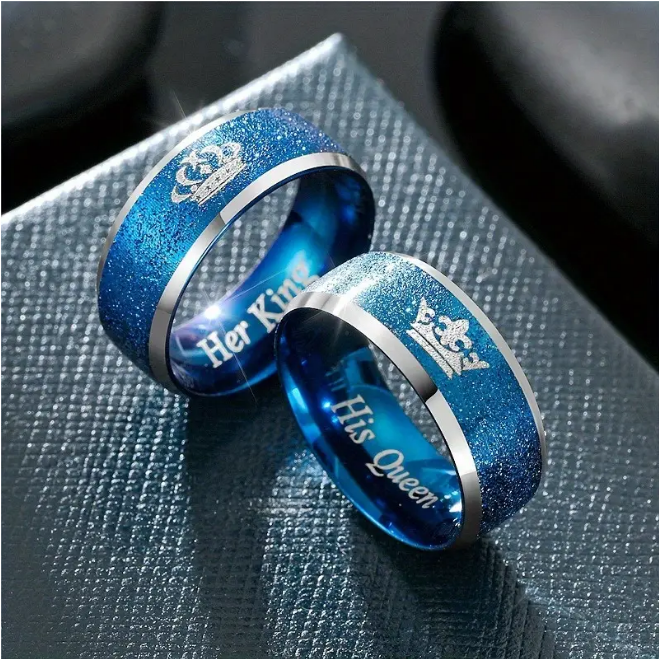 king and queen crown couple rings taken from Temu promo ad