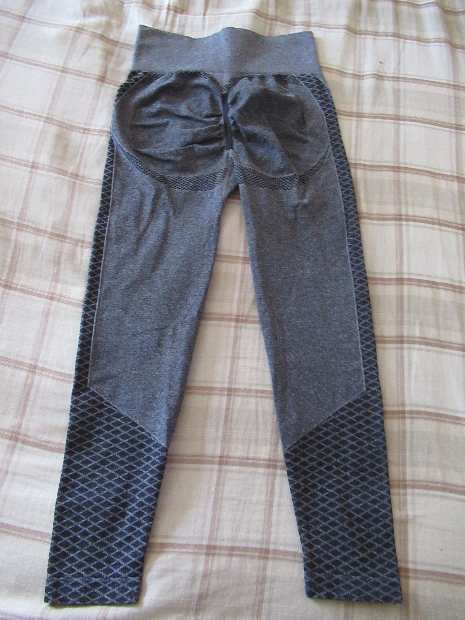 butt-lifting pants specifically designed to lift the butt, set of three -- grey, back view, butt-lifter pants alone
