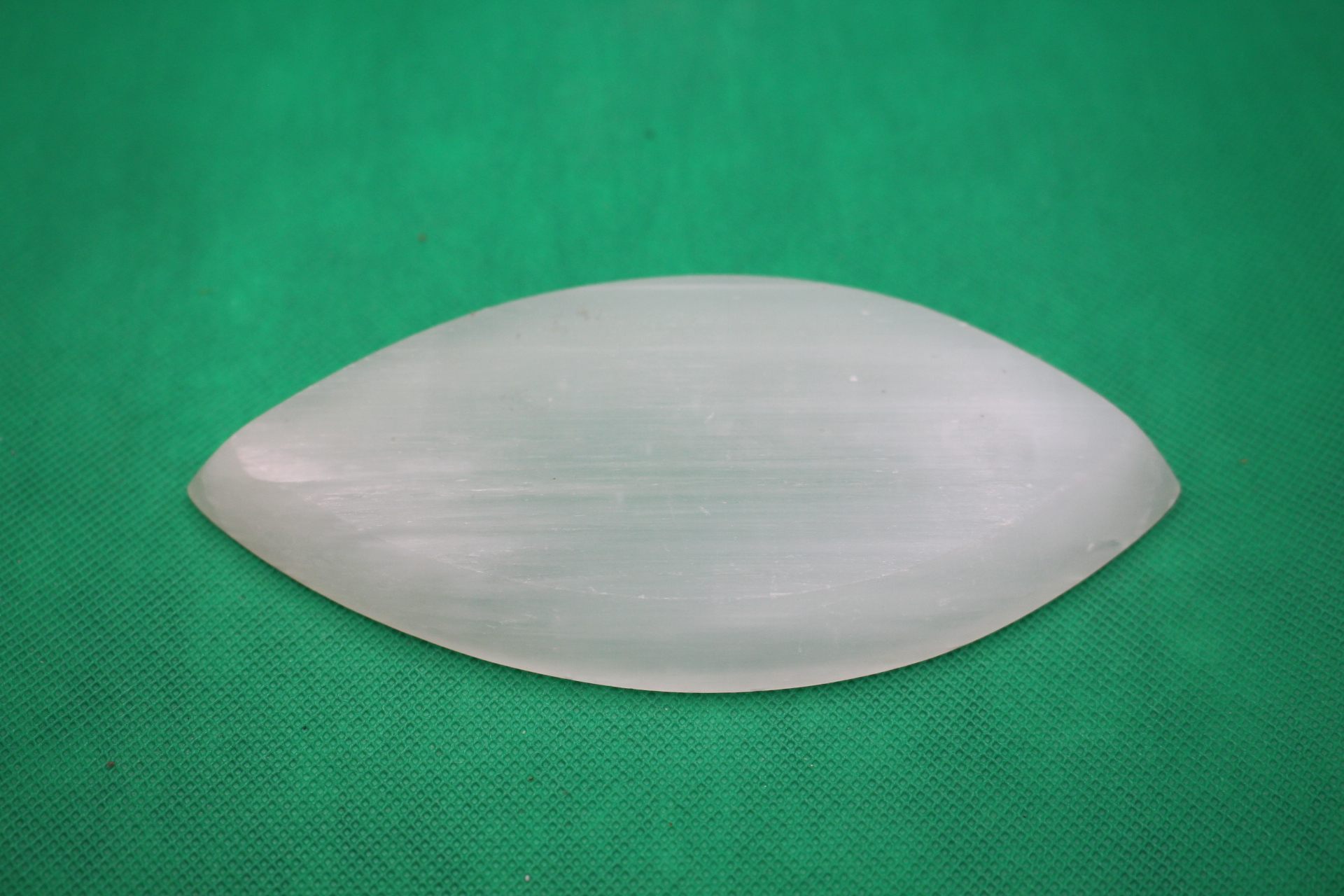 leaf-shaped selenite plate bottom view wide