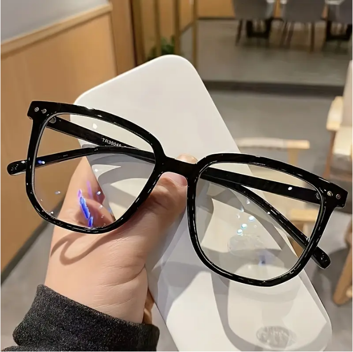 black blue light glasses from promo ad from Temu