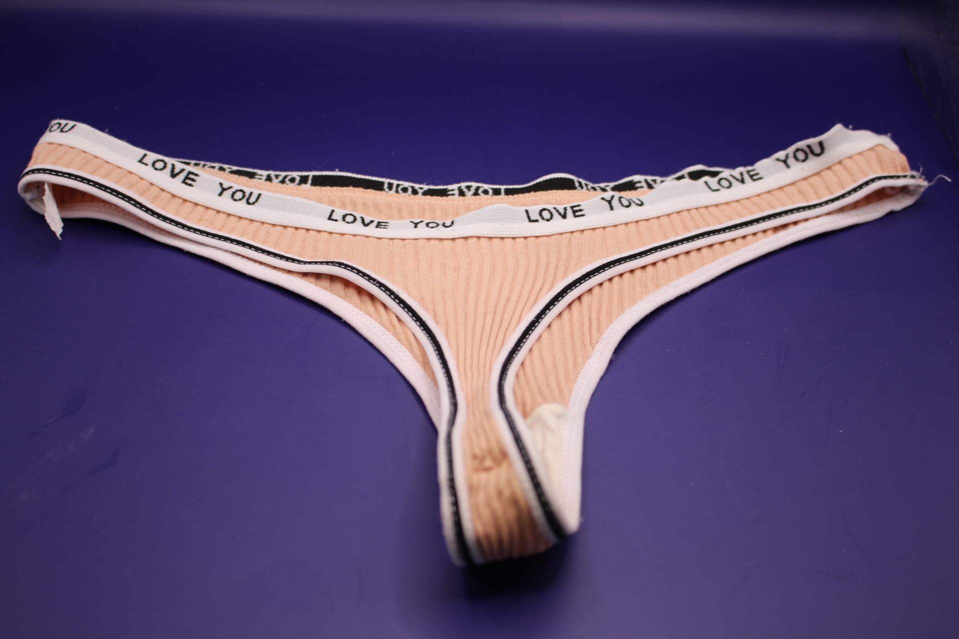 peach cotton LOVE YOU panties for women from Temu, back view