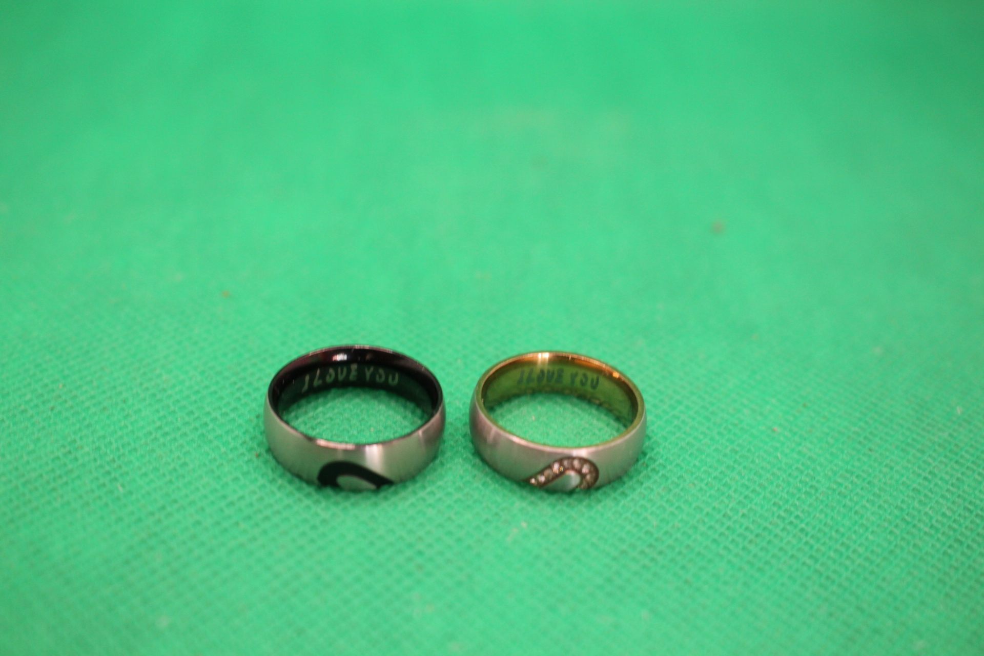 half heart couple rings, separated