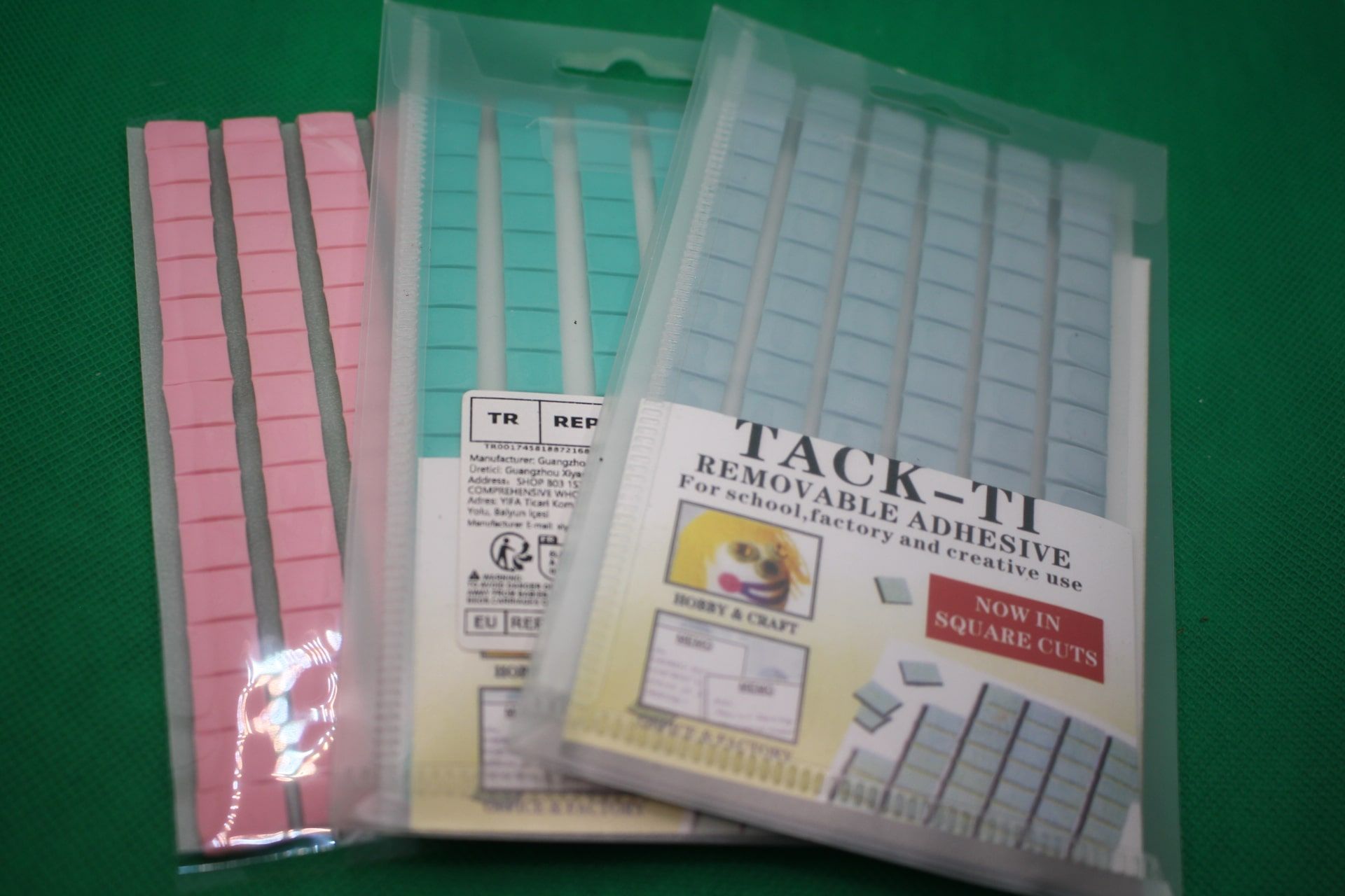 3 colors of sticky tacking putty, Tack-Ti brand