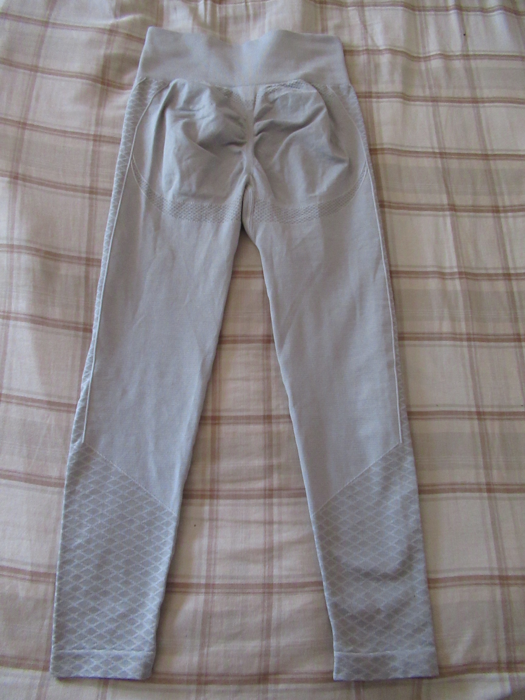 butt-lifting pants specifically designed to lift the butt, set of three -- white, back view, butt-lifter pants alone