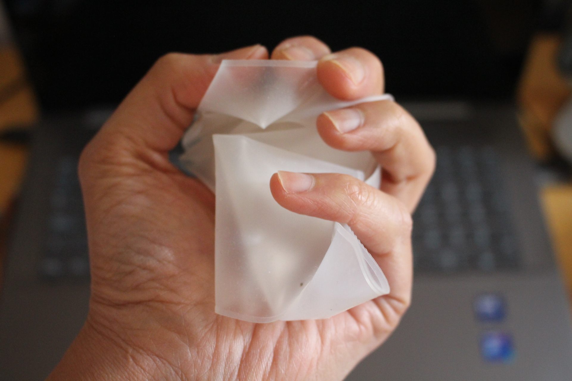 crumpling a keyboard protector