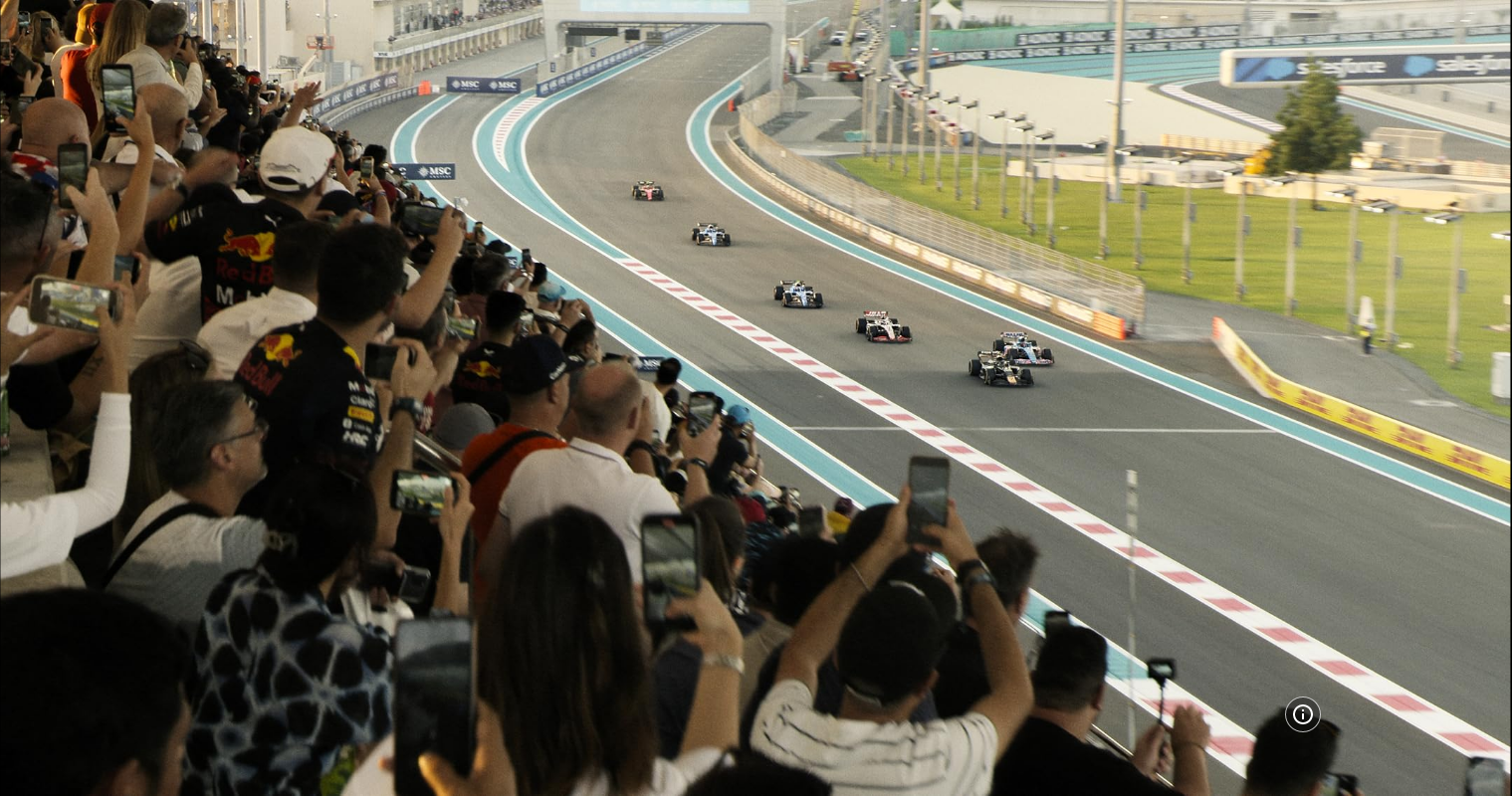 crowd watching F1 race In F1 The Movie, taken from IMBD page