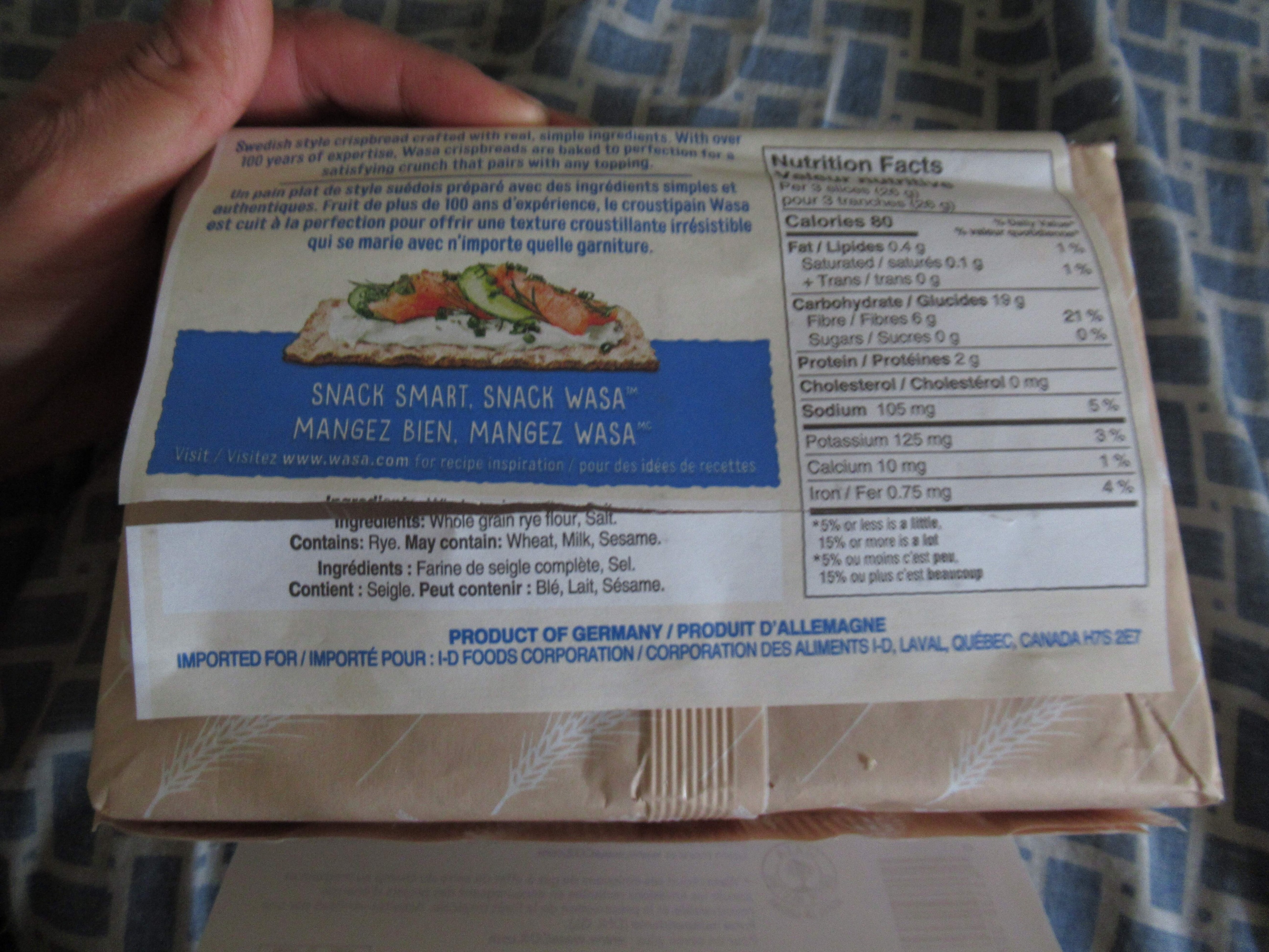damaged Wasa crispbread  bag -- sliced Wasa packaging