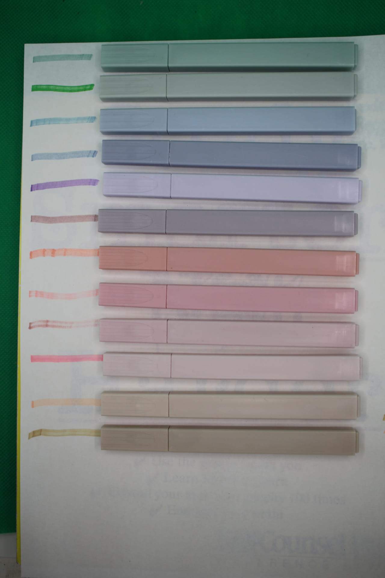 pastel highlighter ink testing colors