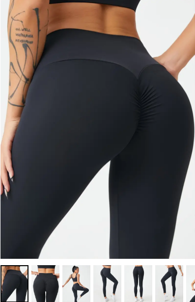 Booty scrunch butt-lifting pants -- promo pics from Temu