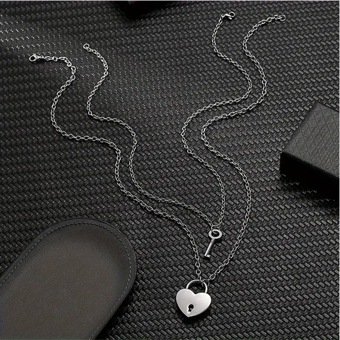 lock and key couple necklaces, taken from Temu promo page