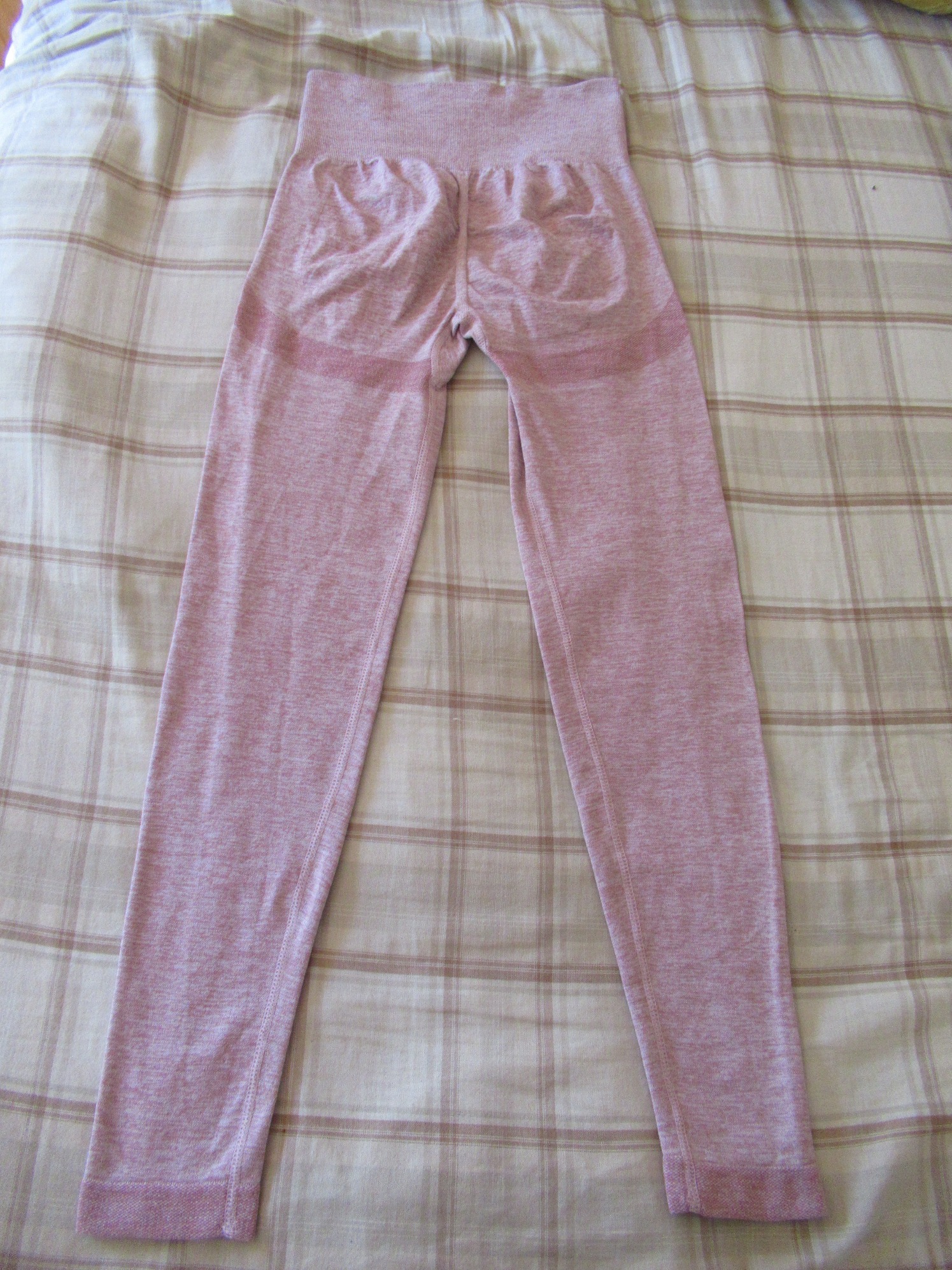 peach lift butt-lifting leggings -- pink, back view, peach-lift butt-lifter alone