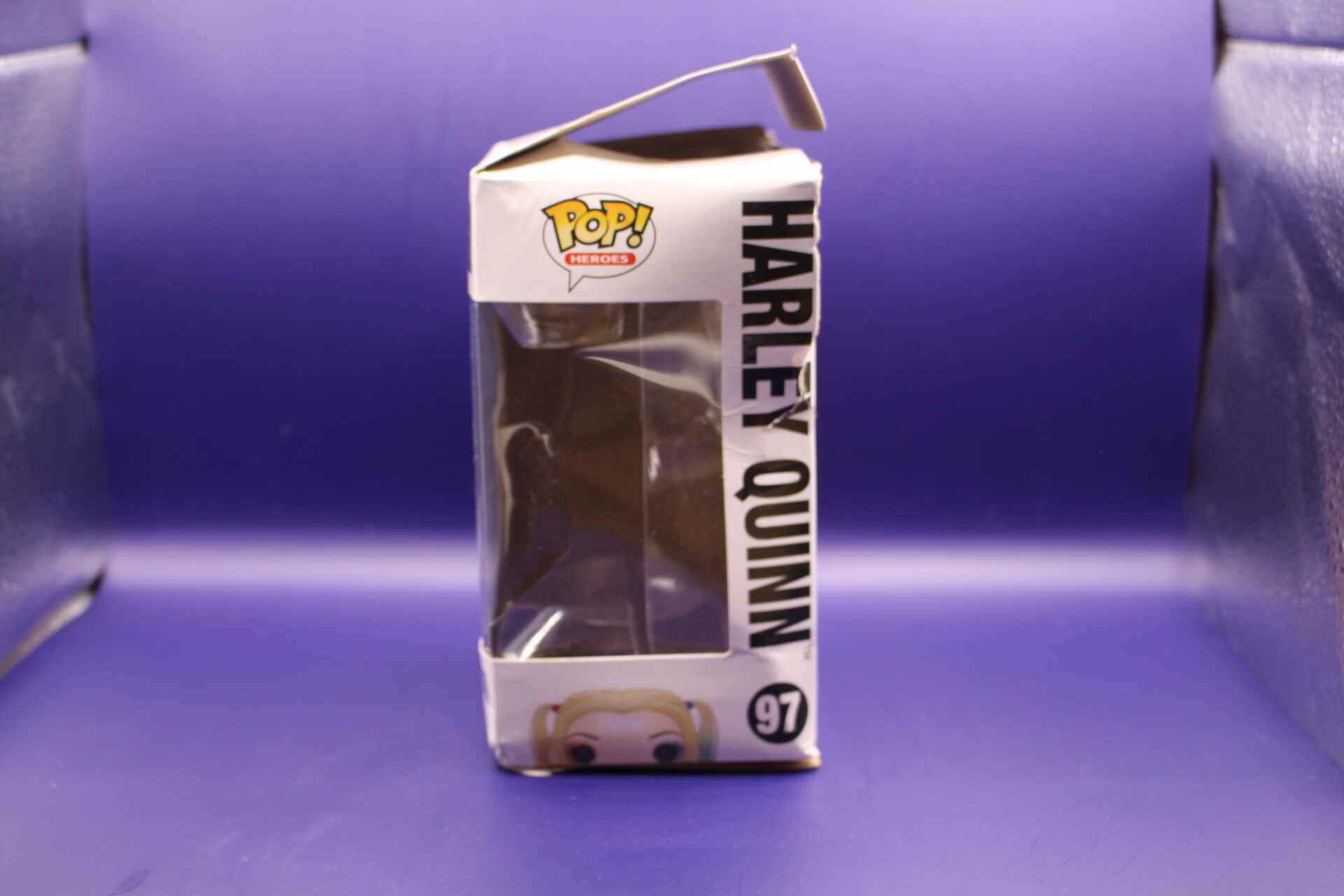 Harley Quinn Funko box side view