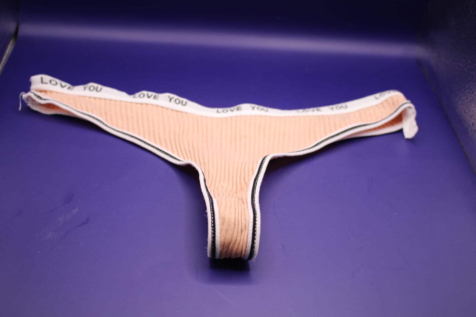 peach cotton LOVE YOU panties for women from Temu, front view