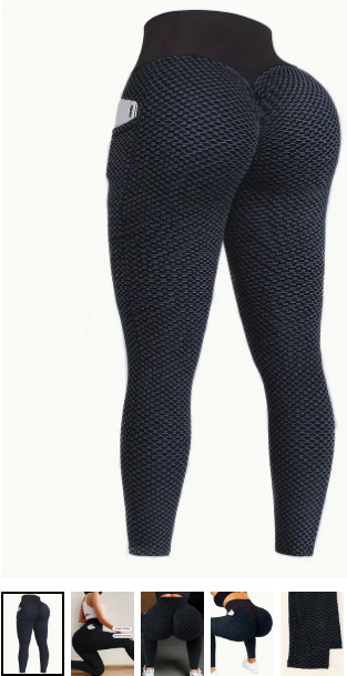 Honeycomb butt-lifting pants -- promo pics from Temu
