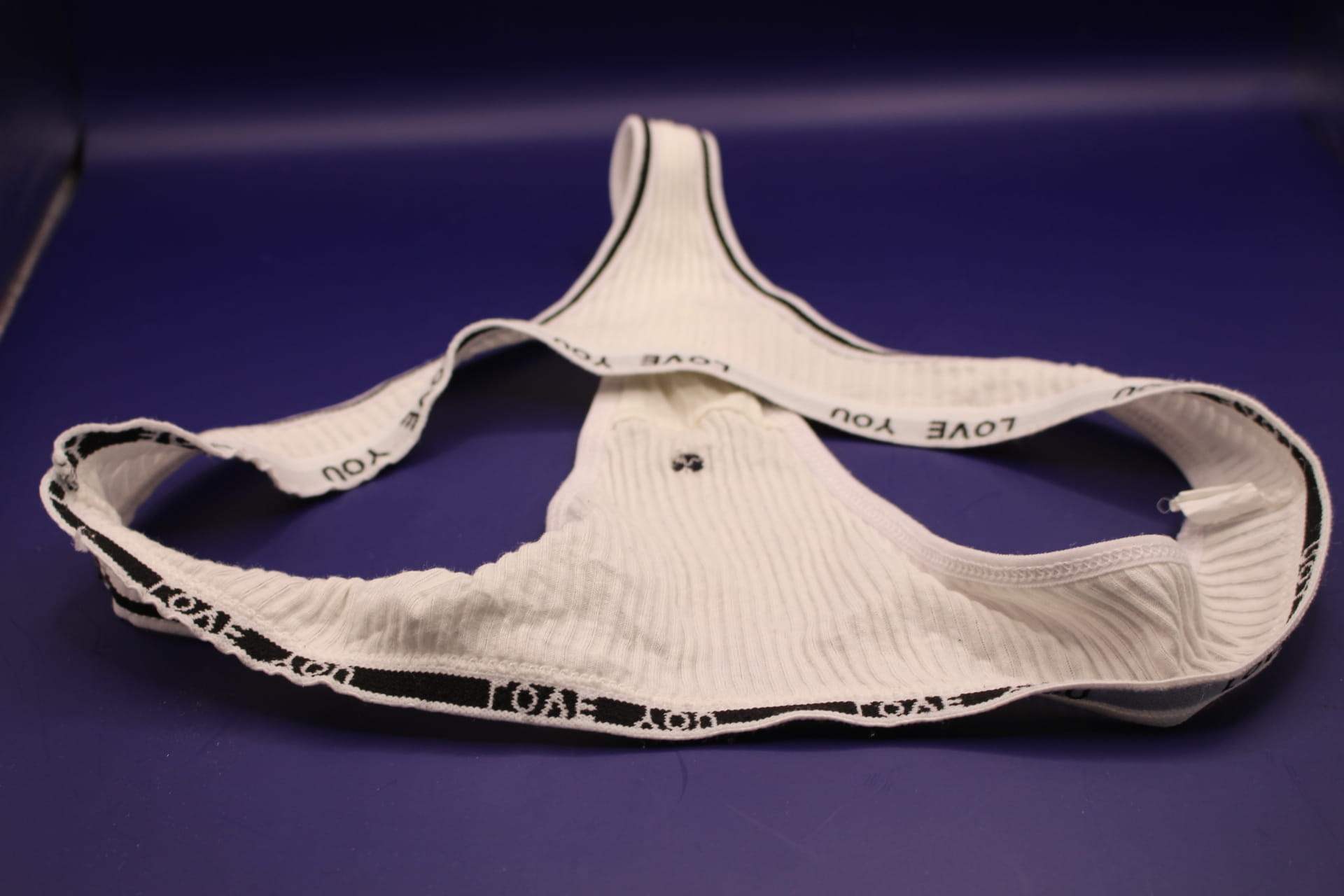 cream cotton I LOVE YOU panties from Temu taken of top part