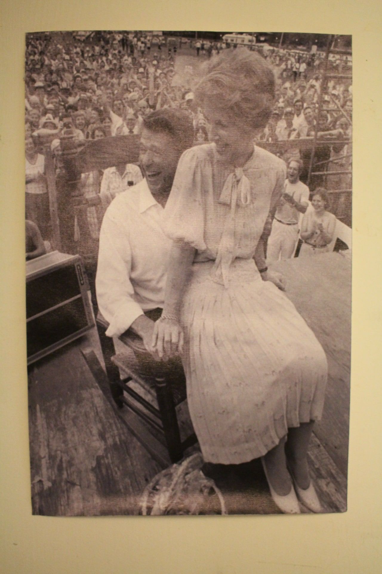 Nancy and Ronald Reagan canvas poster hung up with sticky tacky putty