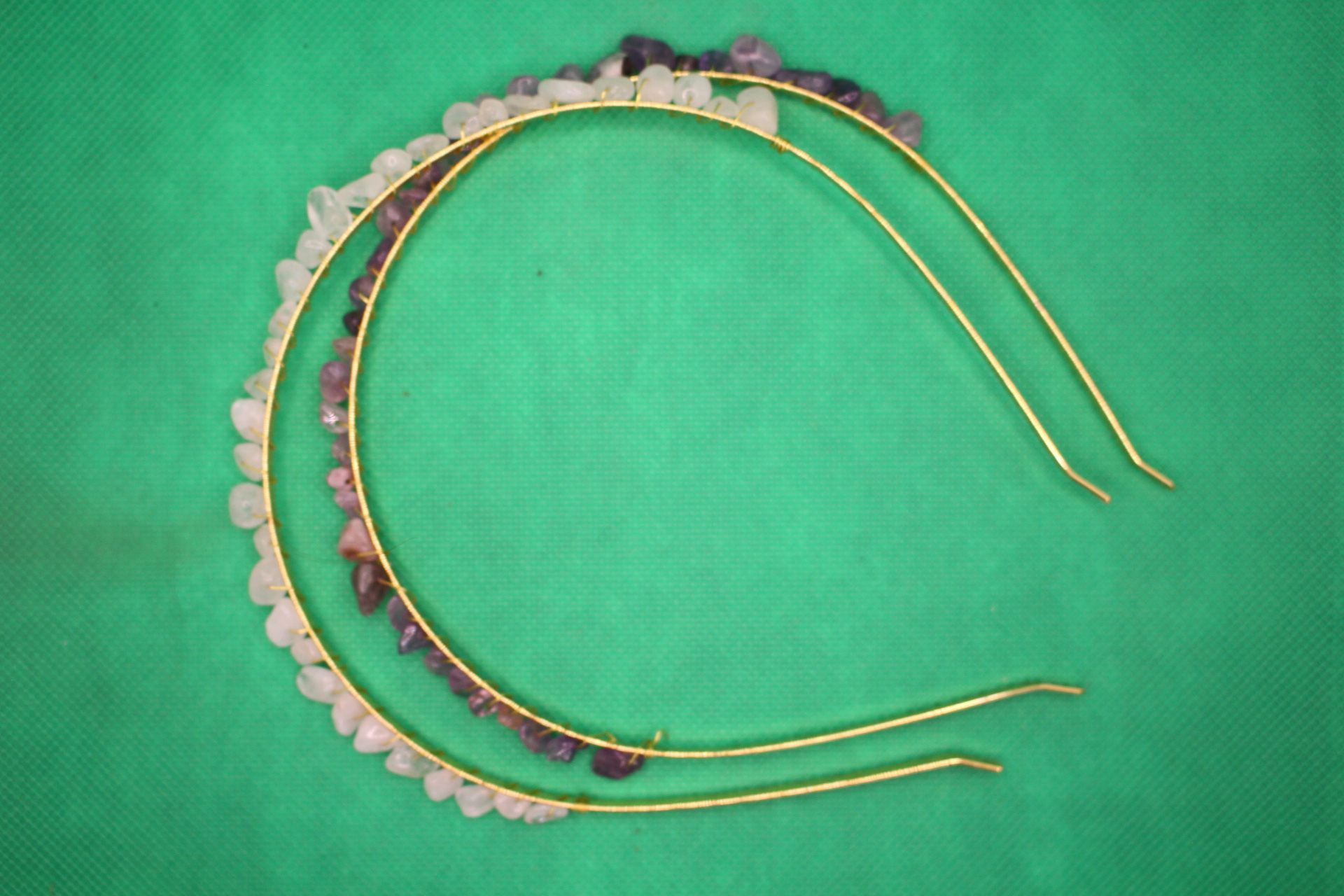 natural amethyst and clear quartz crystal headbands