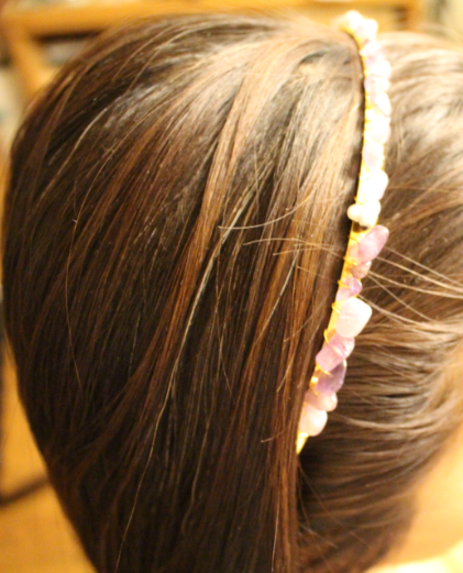 amethyst crystal headband side view