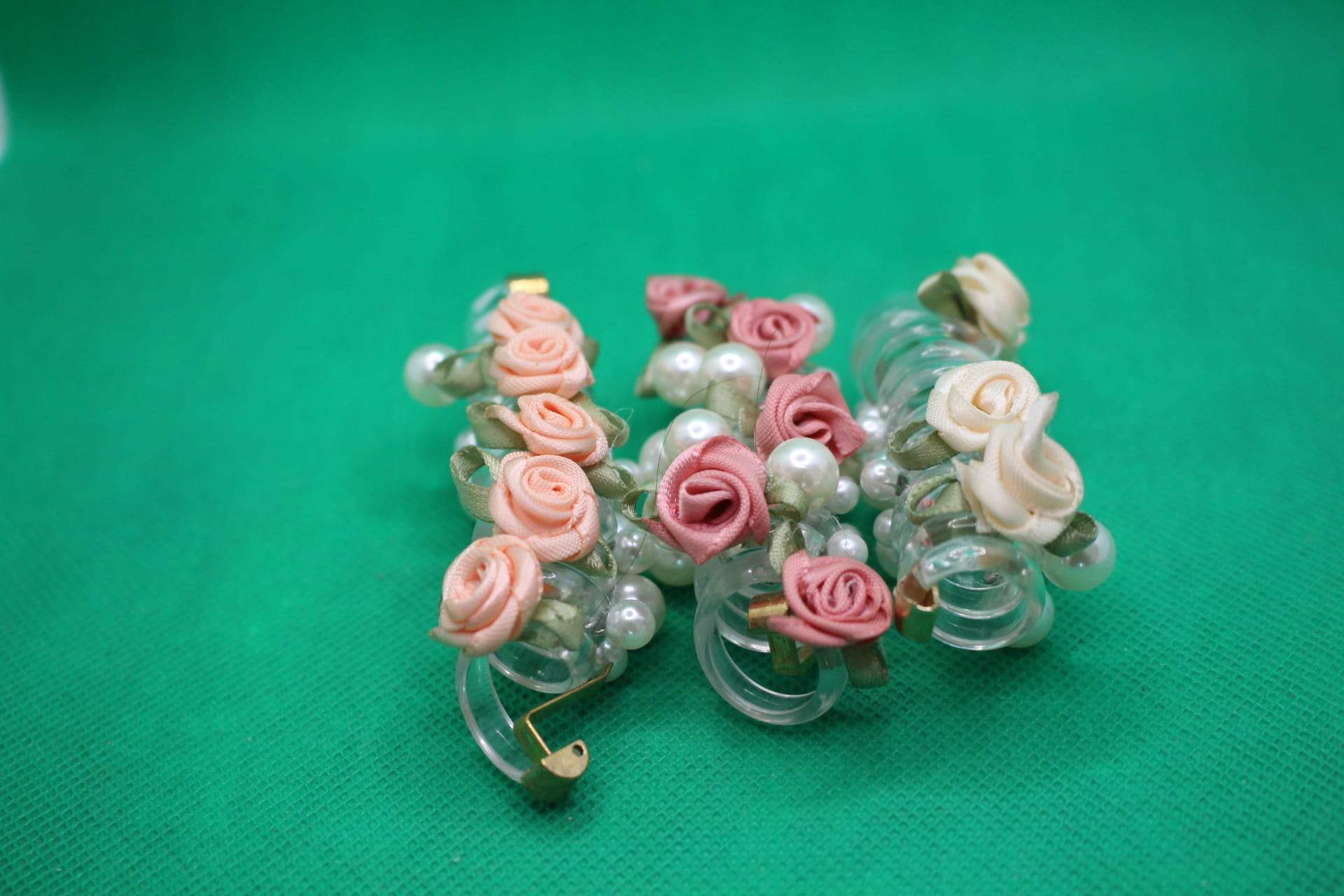 rose telephone cord hair tie set - 3 colors