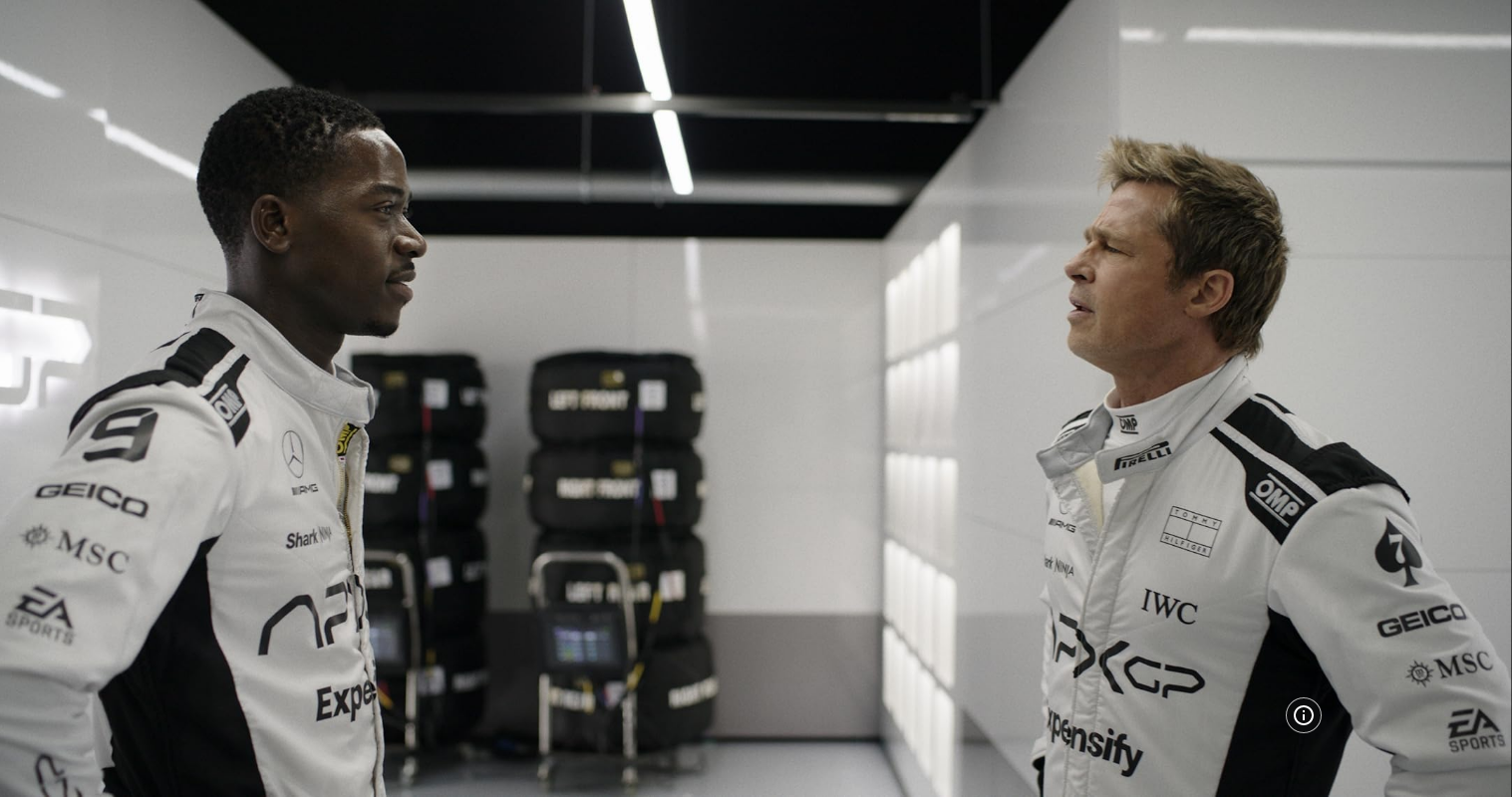 Josh and Sonny face off in F1 The Movie, taken from IMBD page