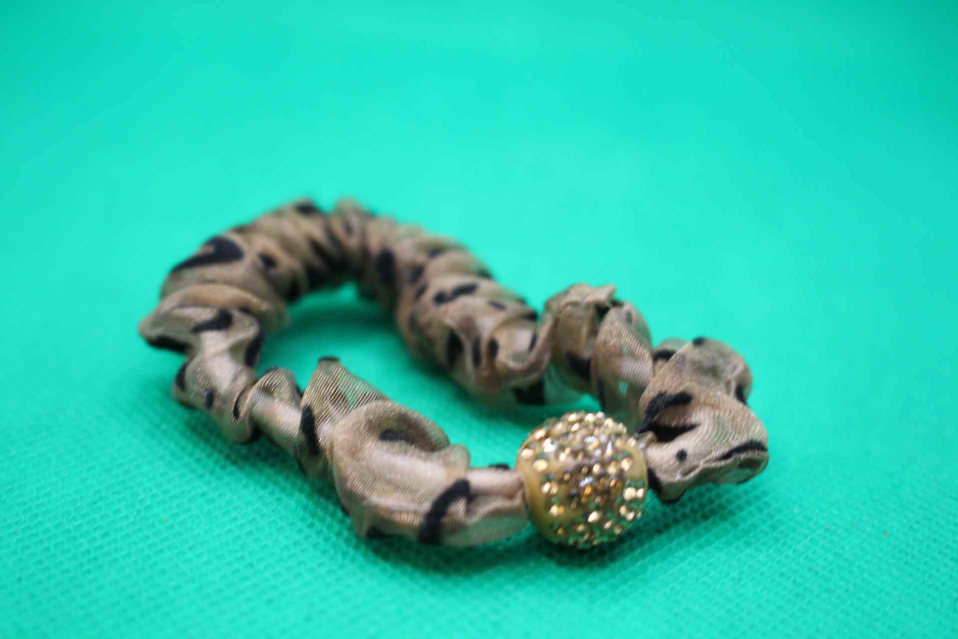 fancy hair tie close-up