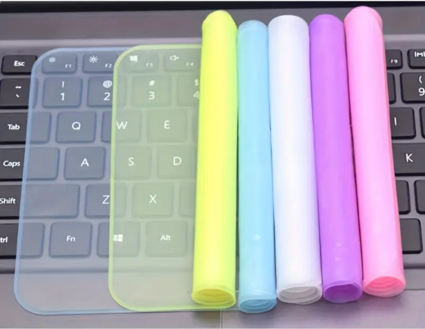different colors of keyboard protectors from Temu promo ad