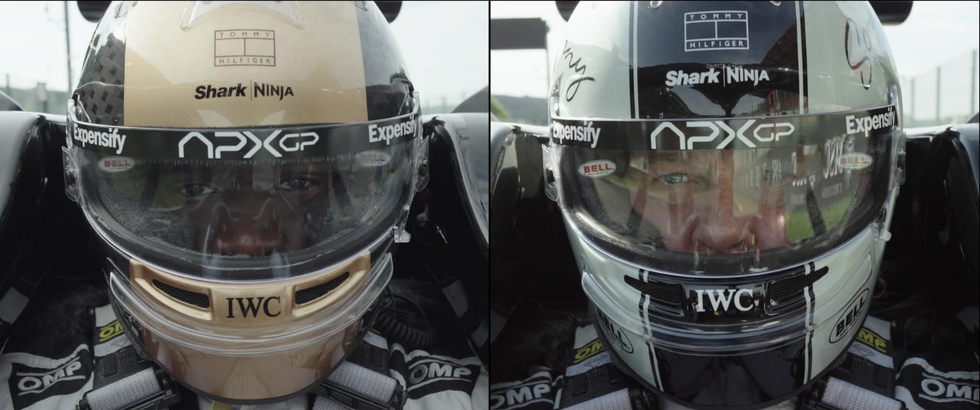 josh and sonny driving side by side shots from F1 The Movie, taken from IMBD