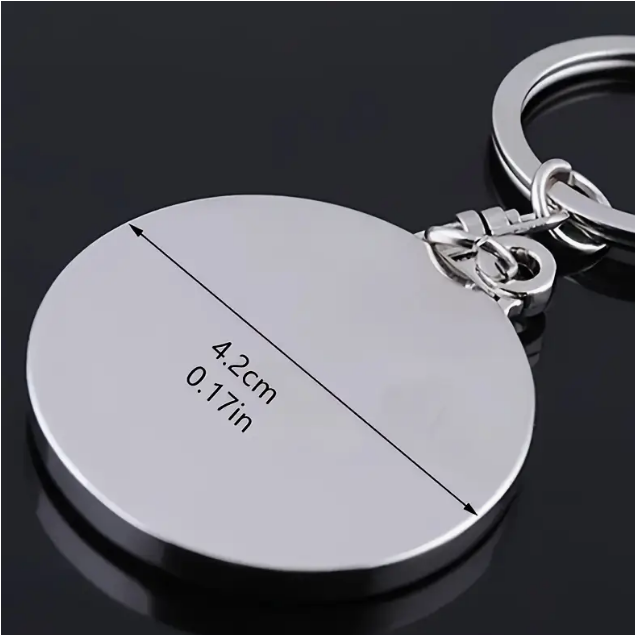 back of 50-year calendar keychain from Temu